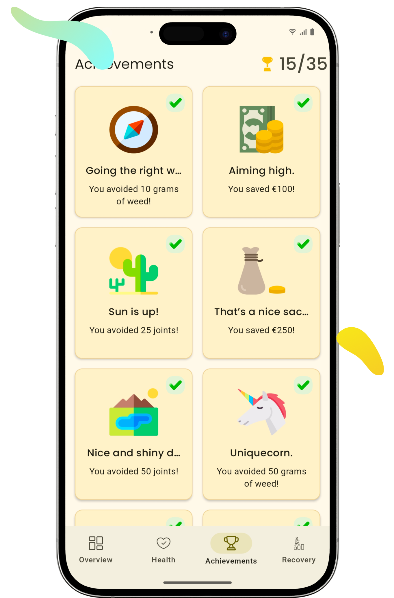 Screenshot of the achievements page
