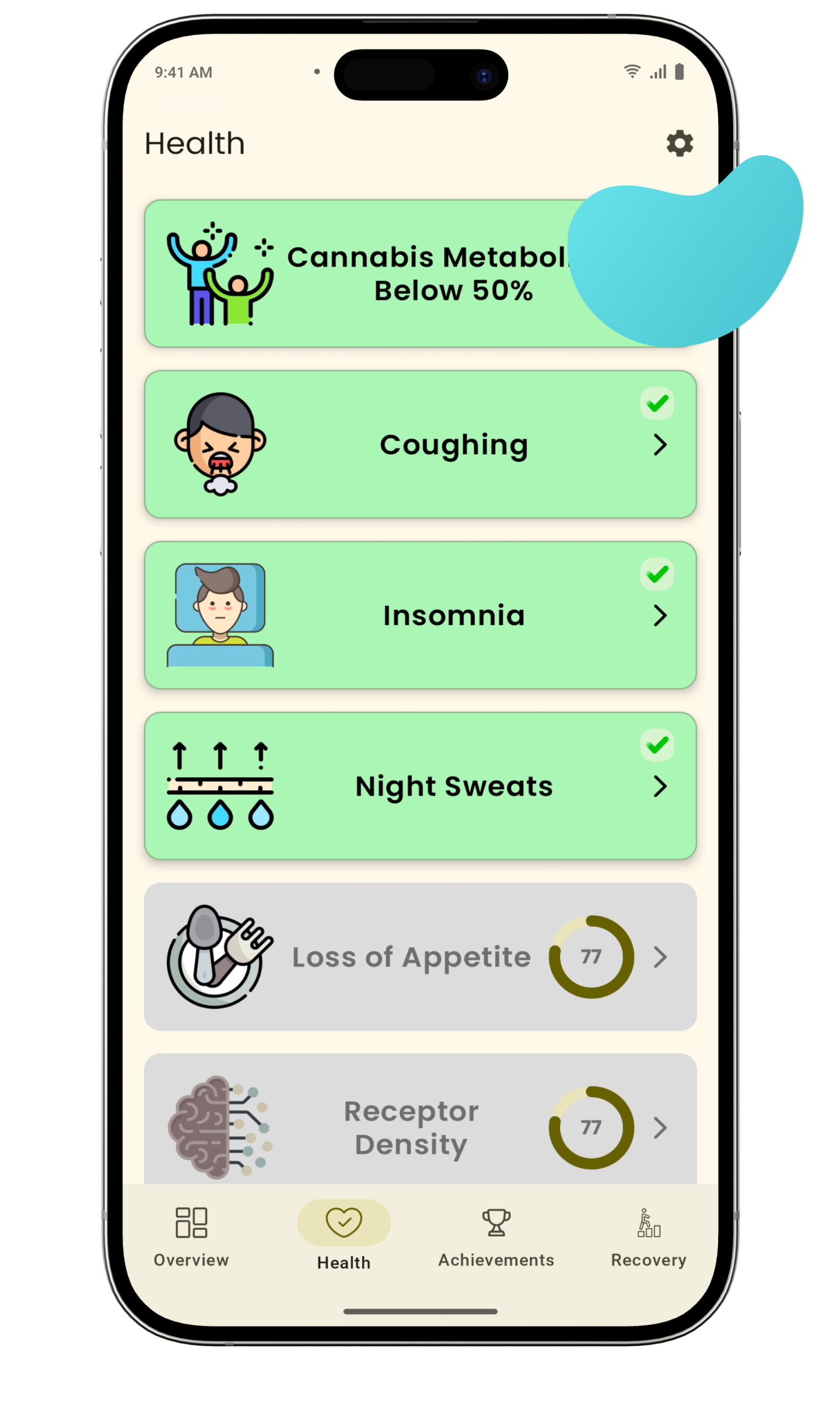 Screenshot of the health benefits page